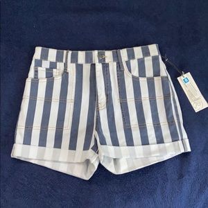 Stripped jean shorts